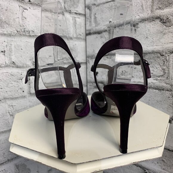 Adrianna Papell Purple Velvet Pointy Toe T-Strap Evening Pumps - Picture 8 of 10